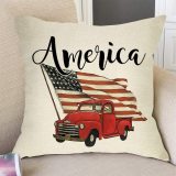 Yanfind Home Decorative Throw Pillow Cover American Flag Sign, July 4th USA Patriotic Cushion Case Vintage Red Truck Decor, Spring Summer Holiday Decoration Seasonal Pillowcase for Sofa Couch 18 x 18