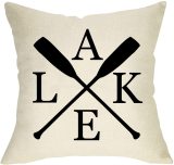 Yanfind Home Decorative Throw Pillow Cover Lake with Paddle, Rustic Farmhouse Cushion Case Spring Summer Home Square Pillowcase Decor for Sofa Couch Decoration 18 x 18 Inch Cotton Linen