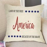 Yanfind Home Decorative Throw Pillow Cover America Sign, July 4th USA Star Patriotic Cushion Case Decor Land of Free Because of Brave Quote, Farmhouse Holiday Decoration Summer Pillowcase 18 x 18