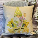 Yanfind Summer Time Gnome Decorative Throw Pillow Cover, Tulip Bouquet Daffodil Flowers Cushion Case, Butterfly Seasonal Home Decorations Cotton Linen Outside Pillowcase Decor for Sofa Couch 18 x 18
