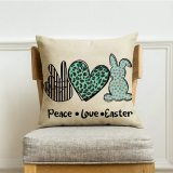 Yanfind Peace Love Easter Decorative Throw Pillow Cover, Funny Social Distancing Quarantine Sign Cushion Case, Leopard Home Decorations Spring Holiday Pillowcase Farmhouse Decor for Sofa Couch 18 x 18