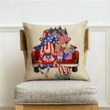 Yanfind USA July 4th Gnome Decorative Throw Pillow Cover, Summer American Flag Red Truck Stripe Stars Beers Cushion Case, Patriotic Home Decoration Sign Outside Pillowcase Decor for Sofa Couch 18x18