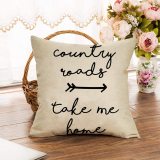 Yanfind Country Roads Take Me Home Quotes Throw Pillow Cover, Christmas Farmhouse Decorative Cushion Case Xmas Home Decoration Winter Square Pillowcase Decor for Sofa Couch 18 x 18 Inch Cotton Linen