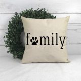 Yanfind Dog Paw Printed Family Throw Pillow Cover, Decorative Pet Cushion Case Farmhouse Decorations for Dog Lover Gift, Outdoor Pillowcase Home Decor for Sofa Couch 18 x 18 Cotton Linen
