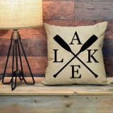 Yanfind Home Decorative Throw Pillow Cover Lake with Paddle, Rustic Farmhouse Cushion Case Spring Summer Home Square Pillowcase Decor for Sofa Couch Decoration 18 x 18 Inch Cotton Linen