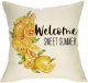 Yanfind Welcome Sweet Summer Decorative Farmhouse Throw Pillow Cover, Lemon Cushion Case Seasonal Home Decorations, Cotton Linen Square Outside Pillowcase Decor Sign for Sofa Couch 18 x 18