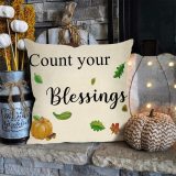 Yanfind Count Your Blessings Decorative Throw Pillow Cover, Farmhouse Quote Fall Pumpkin Cushion Case Seasonal Home Decorations Thanksgiving Square Pillowcase Autumn Decor for Sofa Couch 18 x 18 Inch