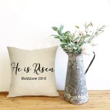Yanfind He is Risen Decorative Throw Pillow Cover Easter Sign Cushion Case, Spring Holiday Home Decorations Cotton Linen Outside Square Pillowcase Farmhouse Decor for Sofa Couch 18 x 18