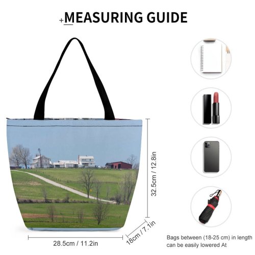 Yanfind Shopping Bag for Ladies Grass Plant Field Grassland Outdoors Countryside Lawn Rural Mound Farm Tree Meadow Reusable Multipurpose Heavy Duty Grocery Bag for Outdoors.