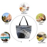 Yanfind Shopping Bag for Ladies Goa India Sea Peace Sand Rock Sky Landscape Wave Wind Resources Reusable Multipurpose Heavy Duty Grocery Bag for Outdoors.