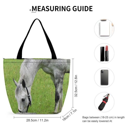 Yanfind Shopping Bag for Ladies Horse Field Grassland Outdoors Grazing Meadow Countryside Farm Pasture Ranch Rural Colt Reusable Multipurpose Heavy Duty Grocery Bag for Outdoors.