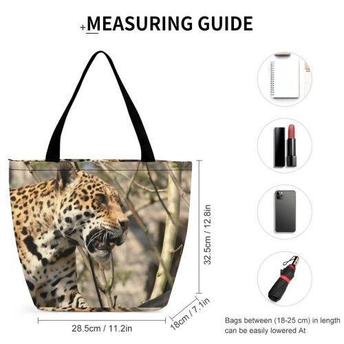 Yanfind Shopping Bag for Ladies Jaguar Cat Cats Carnivore Terrestrial Wildlife Vertebrate Leopard Felidae Big Reusable Multipurpose Heavy Duty Grocery Bag for Outdoors.