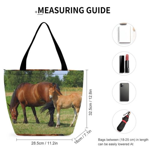 Yanfind Shopping Bag for Ladies Horse Rural Pasture Vertebrate Mare Mane Mustang Terrestrial Stallion Wildlife Reusable Multipurpose Heavy Duty Grocery Bag for Outdoors.
