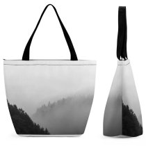 Yanfind Shopping Bag for Ladies Grey Fog Outdoors Mist Hill Forest Reusable Multipurpose Heavy Duty Grocery Bag for Outdoors.
