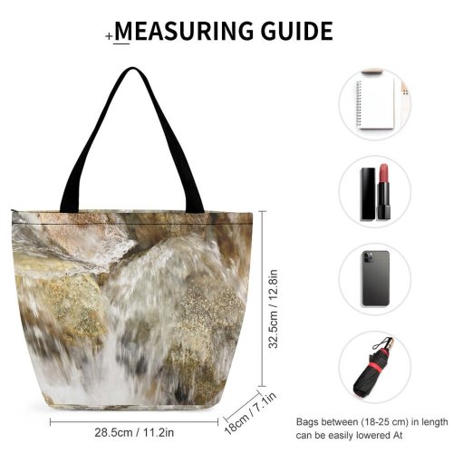 Yanfind Shopping Bag for Ladies Rock Energy Flow Texture River Waterfall Resources Watercourse Natural Landscape Rapid Reusable Multipurpose Heavy Duty Grocery Bag for Outdoors.