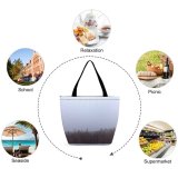 Yanfind Shopping Bag for Ladies Fog Outdoors Mist Dry Plants Field Creative Commons Reusable Multipurpose Heavy Duty Grocery Bag for Outdoors.