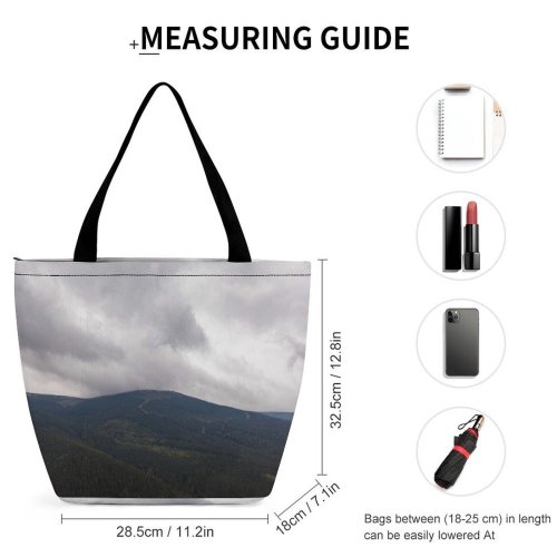 Yanfind Shopping Bag for Ladies Grey Range Outdoors Plant Tree Abies Fir Szklarska Porba Polska Plateau Reusable Multipurpose Heavy Duty Grocery Bag for Outdoors.