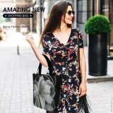 Yanfind Shopping Bag for Ladies Grey Plant Leaves Flora Indoor Flower Abstract Reusable Multipurpose Heavy Duty Grocery Bag for Outdoors.