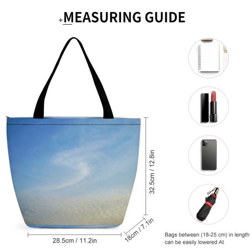 Yanfind Shopping Bag for Ladies Sky Cloud Daytime Atmosphere Atmospheric Horizon Calm Azure Morning Reusable Multipurpose Heavy Duty Grocery Bag for Outdoors.