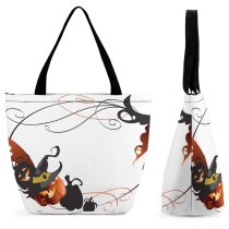 Yanfind Shopping Bag for Ladies Halloween Hat Smile Pumpkin Scary Art Design Graphics Reusable Multipurpose Heavy Duty Grocery Bag for Outdoors.