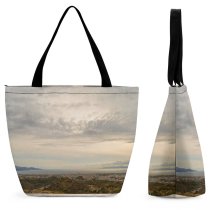 Yanfind Shopping Bag for Ladies Kalamata City Town Greece Buildings Bay Sea Sky Clouds Landscape Cityscape Panoramic Reusable Multipurpose Heavy Duty Grocery Bag for Outdoors.