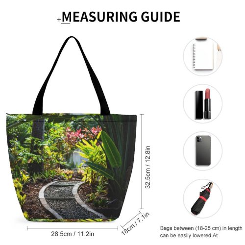 Yanfind Shopping Bag for Ladies Garden Arbour Outdoors Path St Lucia Flagstone Staircase Plant Palm Leaves Tropical Reusable Multipurpose Heavy Duty Grocery Bag for Outdoors.
