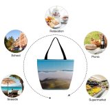 Yanfind Shopping Bag for Ladies Fog Outdoors Mist Drone Aerial Sunrise Cow Cloud Grey Reusable Multipurpose Heavy Duty Grocery Bag for Outdoors.