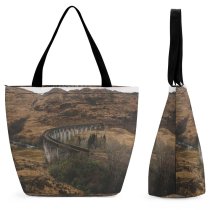 Yanfind Shopping Bag for Ladies Glenfinnan United Outdoors Viaduct Railway Tracks Highland Scotland Rail Architecture Reusable Multipurpose Heavy Duty Grocery Bag for Outdoors.