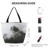 Yanfind Shopping Bag for Ladies Fog Outdoors Mist Grey Abies Fir Plant Tree Washington Forest Fall Reusable Multipurpose Heavy Duty Grocery Bag for Outdoors.