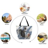 Yanfind Shopping Bag for Ladies Squirrel Outdoors Happy Smiles Emotions Grey Fox Ground Squirrels Whiskers Rodent Snapshot Reusable Multipurpose Heavy Duty Grocery Bag for Outdoors.
