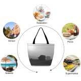 Yanfind Shopping Bag for Ladies Grey Outdoors Building Countryside Bulgaria Housing Rural Hut Shack Drugan Frost Fog Reusable Multipurpose Heavy Duty Grocery Bag for Outdoors.