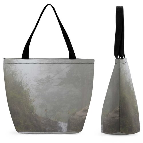 Yanfind Shopping Bag for Ladies Grey Outdoors Fog Mist Парк Водопадов Менделиха Krasnodar Krai Art Туман Водопад Reusable Multipurpose Heavy Duty Grocery Bag for Outdoors.