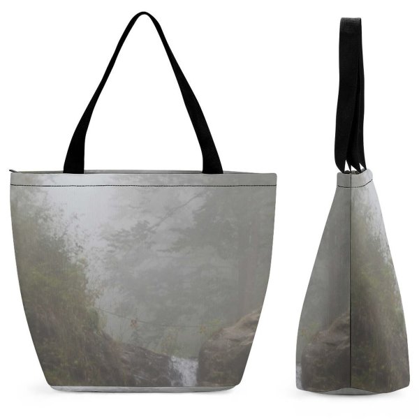 Yanfind Shopping Bag for Ladies Grey Outdoors Fog Mist Парк Водопадов Менделиха Krasnodar Krai Art Туман Водопад Reusable Multipurpose Heavy Duty Grocery Bag for Outdoors.