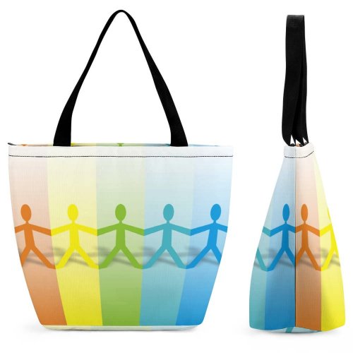 Yanfind Shopping Bag for Ladies Live Urban Nation Public Friendship Help Unity Union Design Concept Peace Reusable Multipurpose Heavy Duty Grocery Bag for Outdoors.