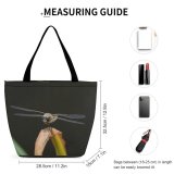 Yanfind Shopping Bag for Ladies Outdoor Flower Wing Fly Insect Garden Pond Closeup Compound Dragonflies Reusable Multipurpose Heavy Duty Grocery Bag for Outdoors.