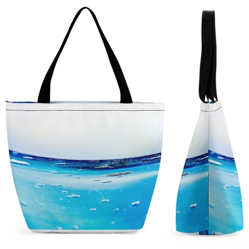 Yanfind Shopping Bag for Ladies Bubbles Frosty Aqua Liquid Turquoise Wave Azure Sky Electric Drop Reusable Multipurpose Heavy Duty Grocery Bag for Outdoors.