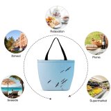 Yanfind Shopping Bag for Ladies Flying Birds Santa Barbara Usa Aircraft Transportation Vehicle Airplane Silhouette Sky Reusable Multipurpose Heavy Duty Grocery Bag for Outdoors.