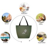 Yanfind Shopping Bag for Ladies Insect Flight Four Dragonflies Damseflies Invertebrate Macro Damselfly Net Winged Reusable Multipurpose Heavy Duty Grocery Bag for Outdoors.