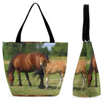 Yanfind Shopping Bag for Ladies Horse Rural Pasture Vertebrate Mare Mane Mustang Terrestrial Stallion Wildlife Reusable Multipurpose Heavy Duty Grocery Bag for Outdoors.