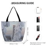 Yanfind Shopping Bag for Ladies Grey Outdoors Snow Winter Snowman Ruka Финляндия Plant Tree Land Reusable Multipurpose Heavy Duty Grocery Bag for Outdoors.