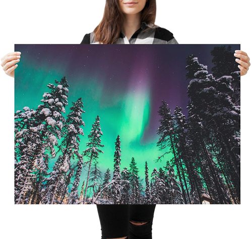 yanfind A1| Forest Northern Lights Poster Size 60 x 90cm Nature Poster