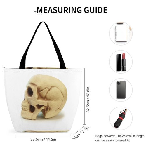 Yanfind Shopping Bag for Ladies Halloween Skull Decor Decoration Scary Skeleton Bones Fake Haunted Death Dead Poison Reusable Multipurpose Heavy Duty Grocery Bag for Outdoors.