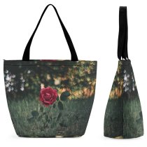 Yanfind Shopping Bag for Ladies Flower Rose Flora Plant Agelaius Birds Blackbird Forest Woodland Tree Leaf Reusable Multipurpose Heavy Duty Grocery Bag for Outdoors.
