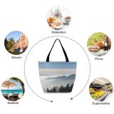 Yanfind Shopping Bag for Ladies Hiking Mountains Fog Foggy Switzerland Sky Mountainous Landforms Atmospheric Mist Cloud Reusable Multipurpose Heavy Duty Grocery Bag for Outdoors.