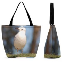 Yanfind Shopping Bag for Ladies Seagull Sea Gull Colse Ledge Grass Bird Vertebrate Beak Wildlife Seabird Charadriiformes Reusable Multipurpose Heavy Duty Grocery Bag for Outdoors.
