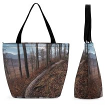 Yanfind Shopping Bag for Ladies Ground Road Plant Tree Magyarország Path Trail Trunk Autumn Leaves Reusable Multipurpose Heavy Duty Grocery Bag for Outdoors.