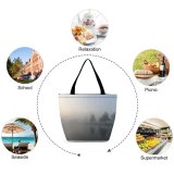 Yanfind Shopping Bag for Ladies Grey Outdoors Fog Mist Sauder Historical Village Archbold Ohio Usa Lake Public Reusable Multipurpose Heavy Duty Grocery Bag for Outdoors.