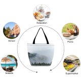 Yanfind Shopping Bag for Ladies Fog Mist Outdoors Tree Muir Woods National Monument Mill Valley United States Reusable Multipurpose Heavy Duty Grocery Bag for Outdoors.
