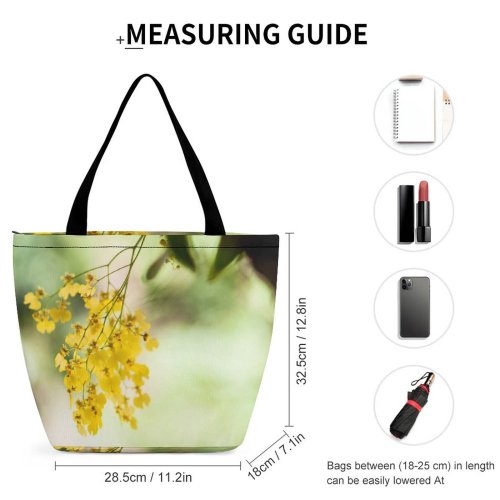 Yanfind Shopping Bag for Ladies Flower Plant Pollen Apiaceae Vegetation Orchid Botanical Greenery Forest Artsy Garden Reusable Multipurpose Heavy Duty Grocery Bag for Outdoors.