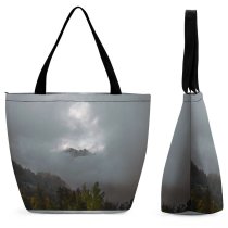 Yanfind Shopping Bag for Ladies Grey Outdoors Sky Recoaro Mille Vi Italia Cloud Cumulus Autumn Fog Moutains Reusable Multipurpose Heavy Duty Grocery Bag for Outdoors.